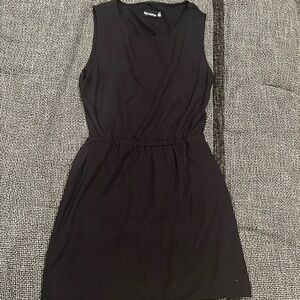 Mini Open Back Black Dress With Pockets